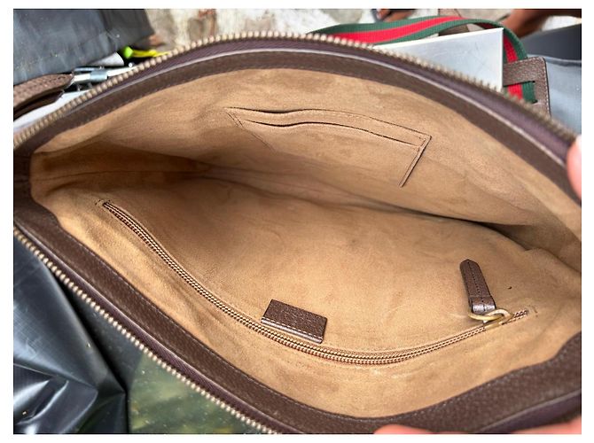 Borsa a Tracolla Gucci GG Supreme Bengal Tiger Marrone Rosso Verde - vista 4