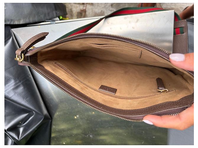 Borsa a Tracolla Gucci GG Supreme Bengal Tiger Marrone Rosso Verde - vista 6