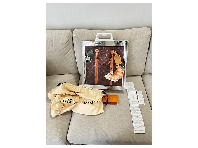 Sac cabas Louis Vuitton Monogram "Le Sac" en toile enduite et cuir Marron Argenté Blanc Monogramme - vue 5