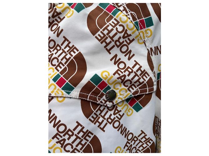 Giacca The North Face x Gucci Monogram Marrone Bianco Rosso Verde Giallo - vista 7