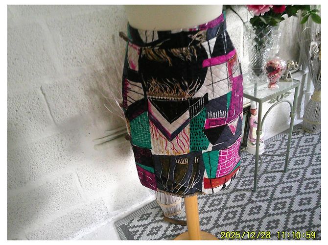 Gonna corta patchwork Louis Féraud Marrone Nero Rosa Bianco Multicolore Verde Porpora - vista 3