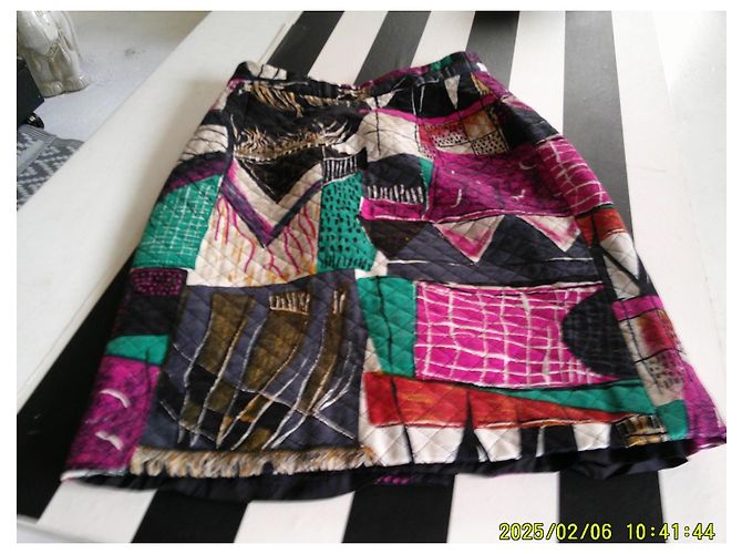Gonna corta patchwork Louis Féraud Marrone Nero Rosa Bianco Multicolore Verde Porpora - vista 6