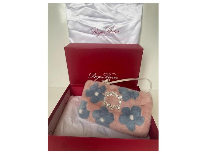 Borsa a tracolla Roger Vivier, modello Mini RV Wintery Blossom Nightlily Rosa Blu Multicolore - vista 3