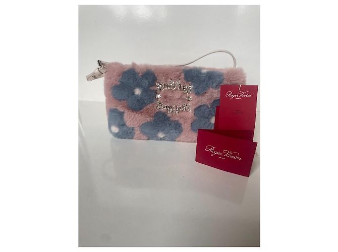 Borsa a tracolla Roger Vivier, modello Mini RV Wintery Blossom Nightlily Rosa Blu Multicolore - vista 4