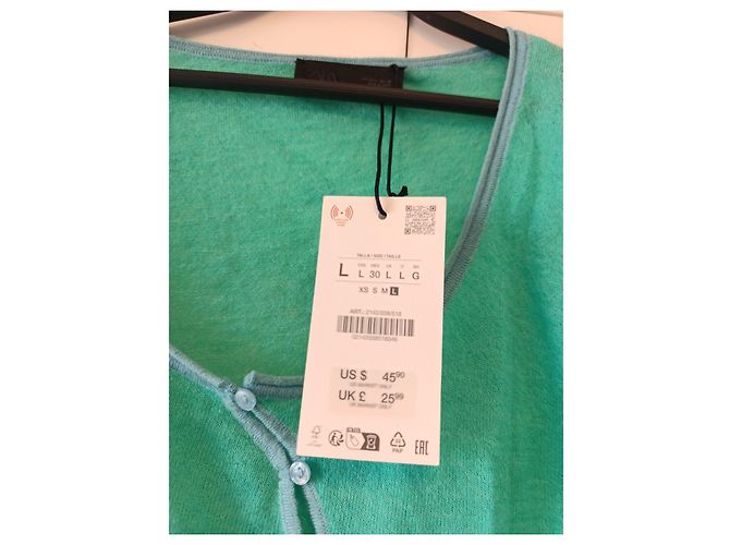 Zara Feinstrick-Cardigan mit asymmetrischem Verschluss - Größe L Grün - Ansicht 6