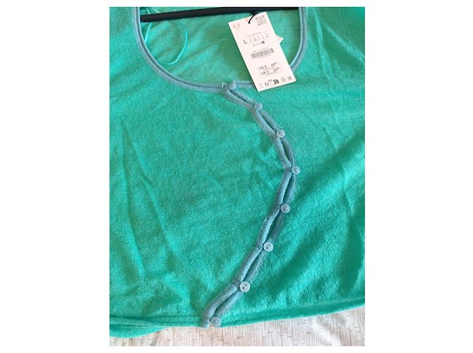 Zara Feinstrick-Cardigan mit asymmetrischem Verschluss - Größe L Grün - Ansicht 8