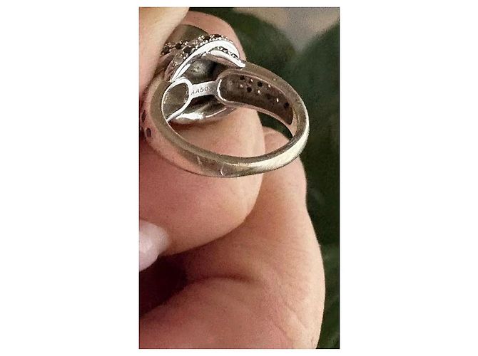 Anello Mauboussin Perla Grigia e Diamanti Bianco Grigio Silver hardware - vista 4