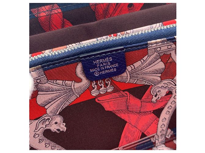 Hermès Cartera larga Hermes Navy Blue Epsom Della Cavalleria Azap Silk-in Azul - vista 5