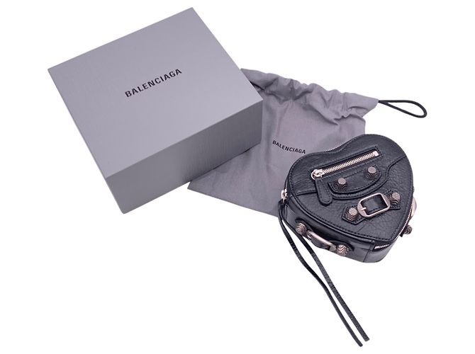 Balenciaga Portagioielli Le Cagole Heart Pouch in pelle nera Nero - vista 2