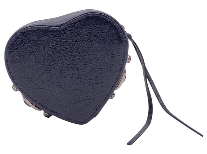 Balenciaga Portagioielli Le Cagole Heart Pouch in pelle nera Nero - vista 3