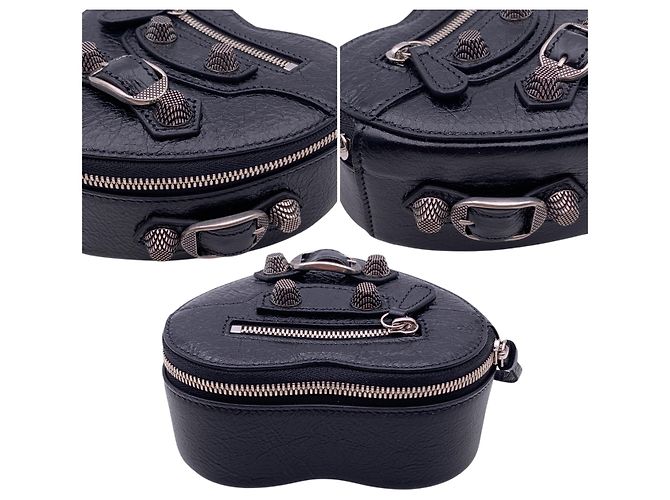 Balenciaga Portagioielli Le Cagole Heart Pouch in pelle nera Nero - vista 4