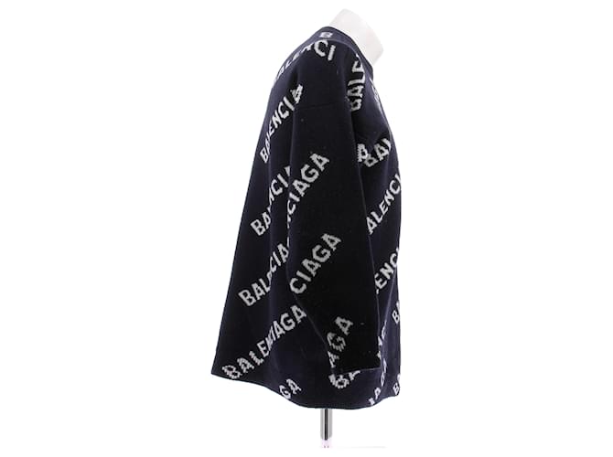 Balenciaga Marineblauer Pullover mit Logo - Ansicht 3