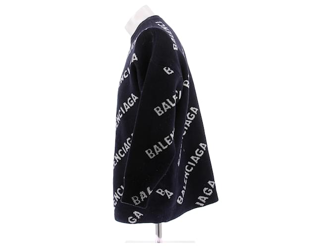Balenciaga Marineblauer Pullover mit Logo - Ansicht 4