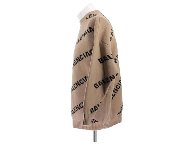Balenciaga Brauner Pullover mit Logo - Ansicht 4