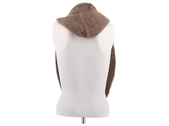 Autre Marque Cappuccio rimovibile in maglia marrone - vista 3