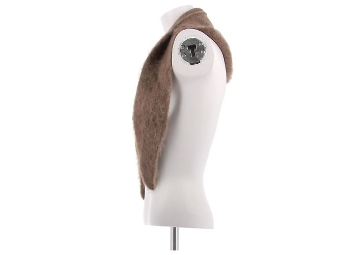 Autre Marque Cappuccio rimovibile in maglia marrone - vista 5