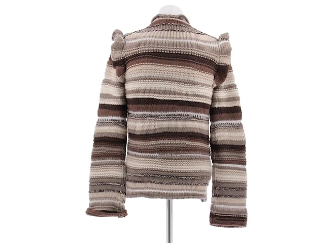 Chloé Gestreifter brauner Kaschmirpullover - Ansicht 2