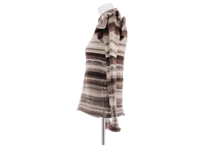 Chloé Gestreifter brauner Kaschmirpullover - Ansicht 4