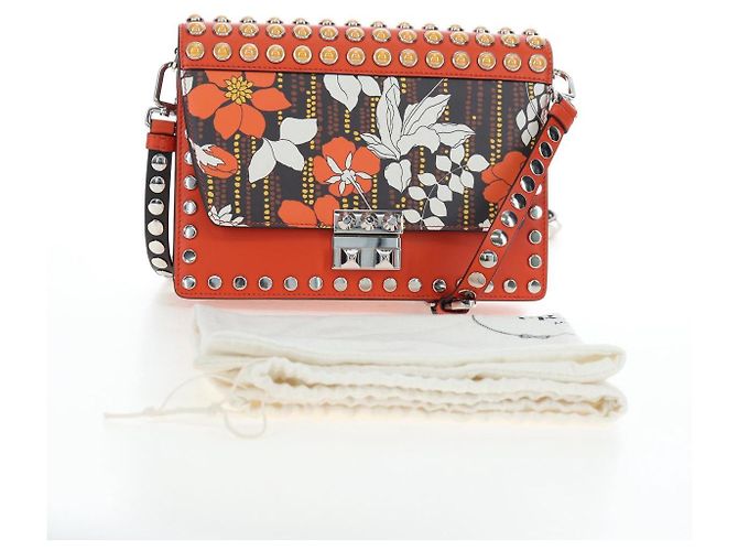 PRADA Shoulder Bag Leather Orange Silver - vista 12
