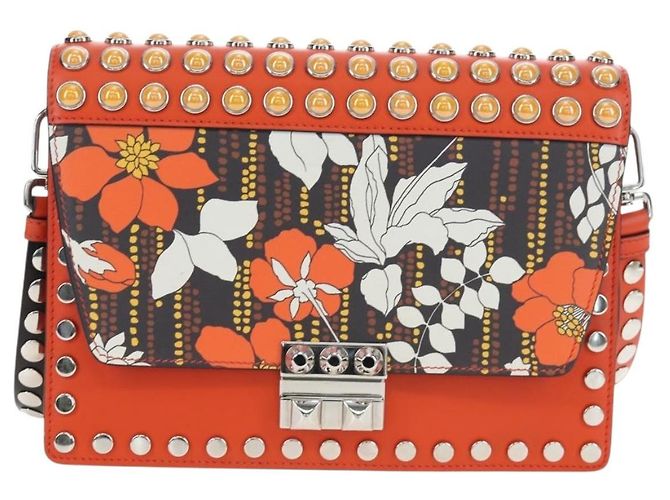 PRADA Shoulder Bag Leather Orange Silver - vista 13