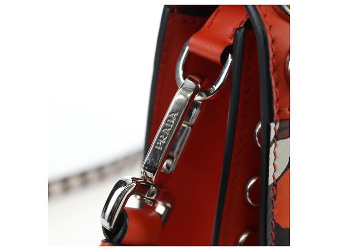 PRADA Shoulder Bag Leather Orange Silver - vista 19
