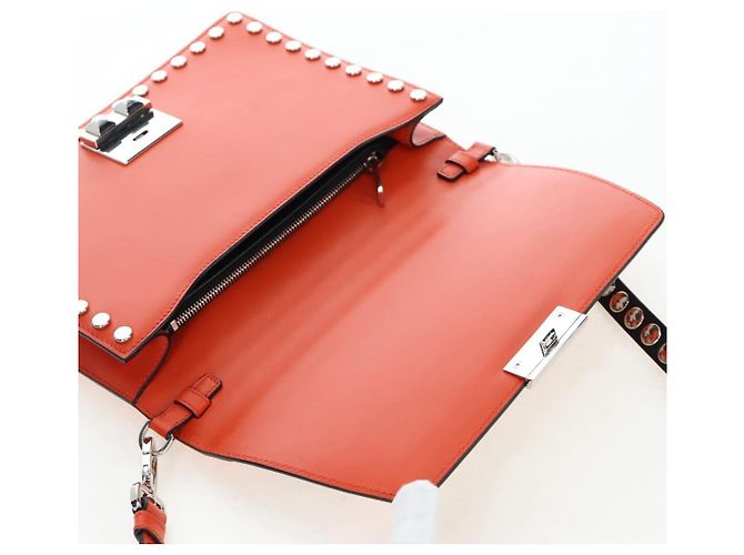 PRADA Shoulder Bag Leather Orange Silver - vista 21