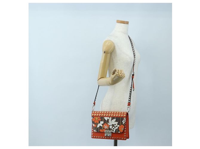 PRADA Shoulder Bag Leather Orange Silver - vista 27