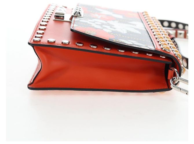 PRADA Shoulder Bag Leather Orange Silver - vista 4