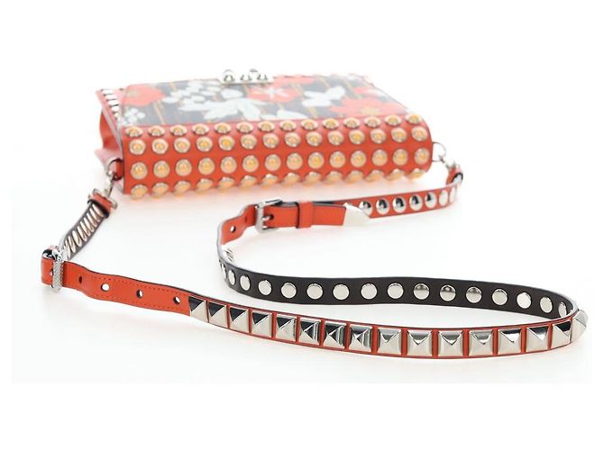 PRADA Shoulder Bag Leather Orange Silver - vista 7