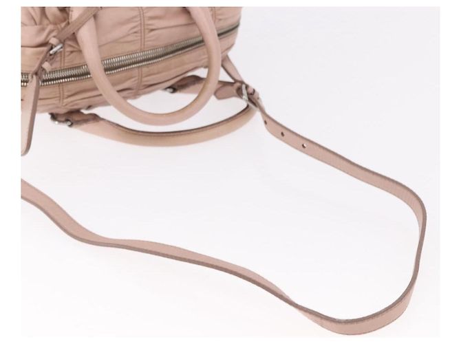 PRADA Gathered Hand Bag Leather 2way Pink Silver - vista 10