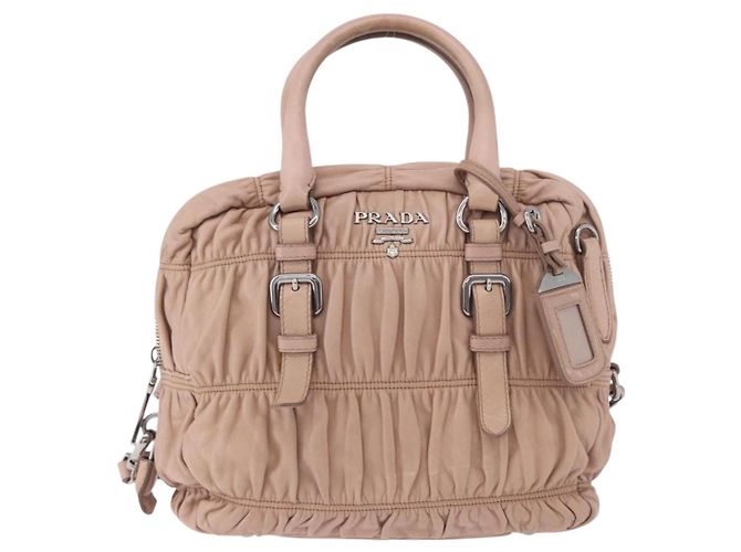 PRADA Gathered Hand Bag Leather 2way Pink Silver - vista 14
