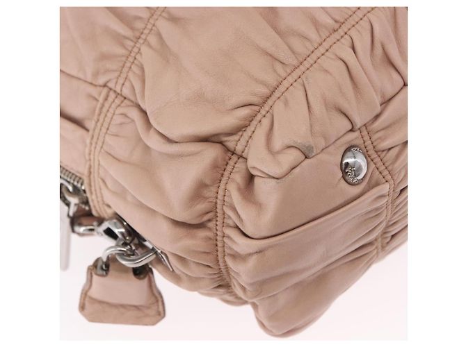 PRADA Gathered Hand Bag Leather 2way Pink Silver - vista 16