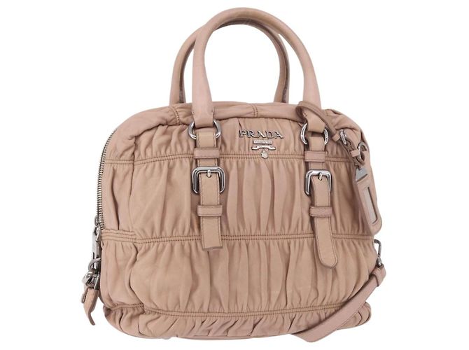 PRADA Gathered Hand Bag Leather 2way Pink Silver - vista 2
