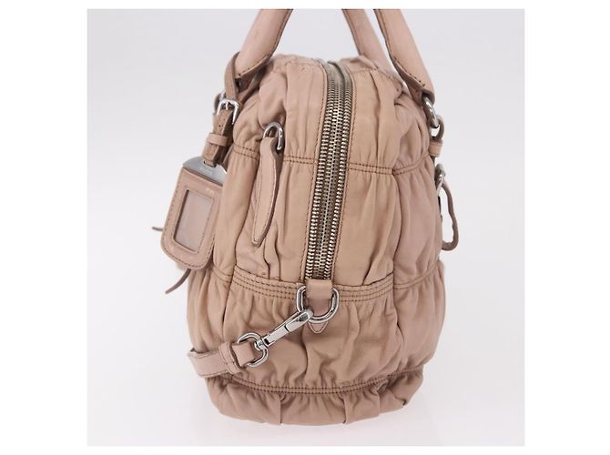 PRADA Gathered Hand Bag Leather 2way Pink Silver - vista 4