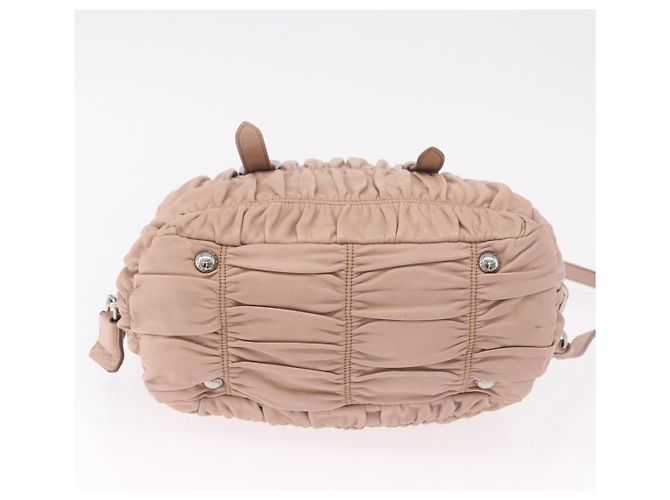 PRADA Gathered Hand Bag Leather 2way Pink Silver - vista 6