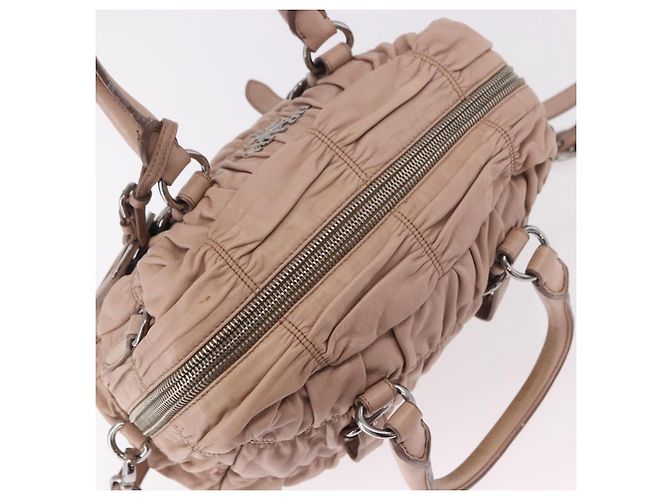 PRADA Gathered Hand Bag Leather 2way Pink Silver - vista 7