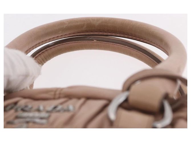 PRADA Gathered Hand Bag Leather 2way Pink Silver - vista 9