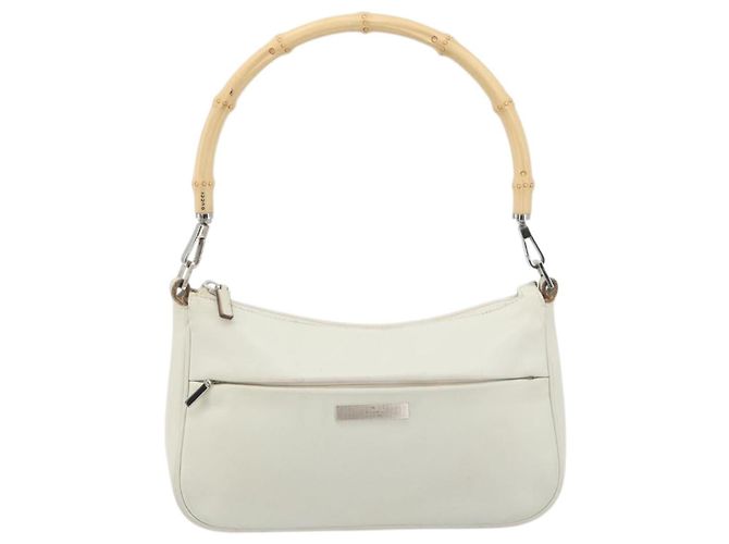 GUCCI Bamboo Shoulder Bag Leather White Silver 001 3870 - vista 13