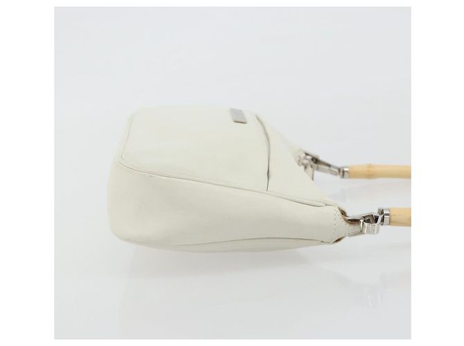 GUCCI Bamboo Shoulder Bag Leather White Silver 001 3870 - vista 3