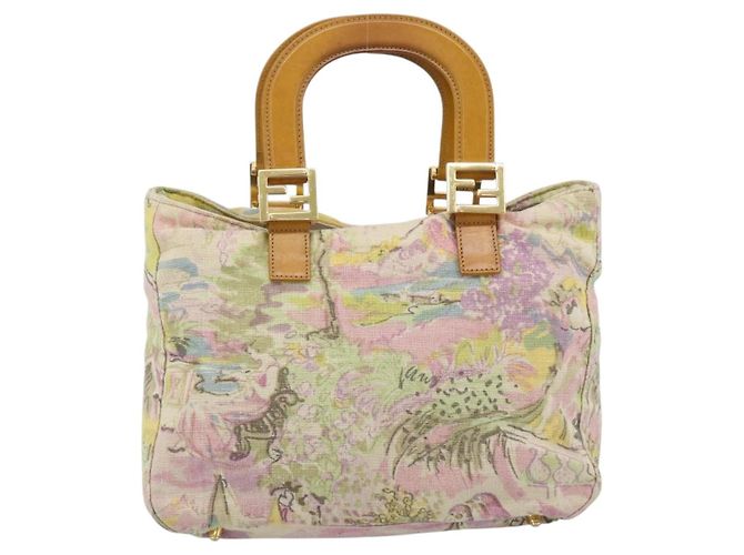 FENDI Hand Bag Canvas Beige Gold - vista 2