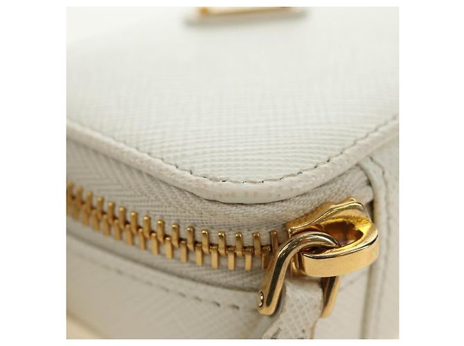 PRADA Chain Shoulder Mini Bag Safiano leather White Gold - vista 18