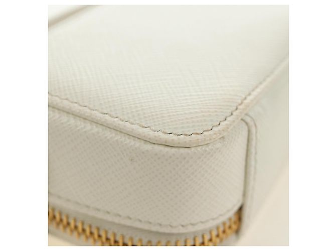 PRADA Chain Shoulder Mini Bag Safiano leather White Gold - vista 20