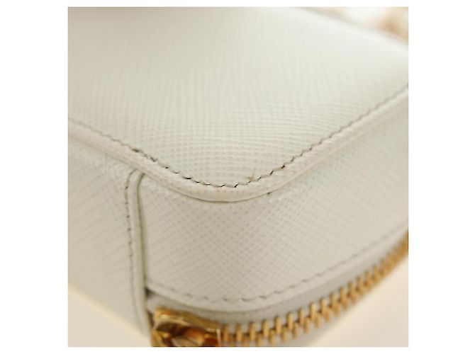 PRADA Chain Shoulder Mini Bag Safiano leather White Gold - vista 21