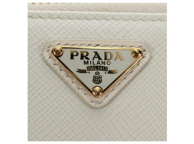 PRADA Chain Shoulder Mini Bag Safiano leather White Gold - vista 23