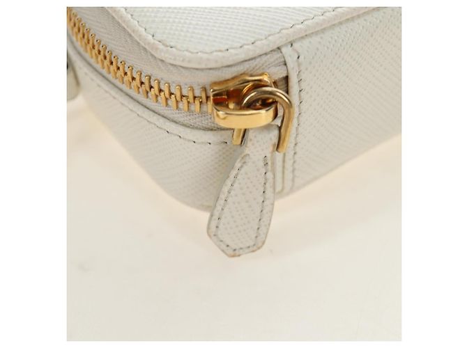 PRADA Chain Shoulder Mini Bag Safiano leather White Gold - vista 24
