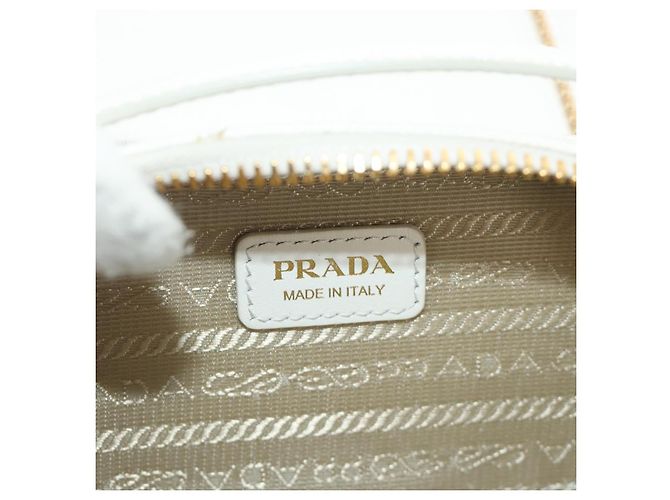 PRADA Chain Shoulder Mini Bag Safiano leather White Gold - vista 25