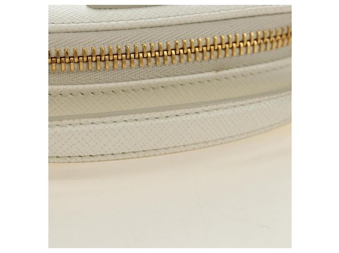 PRADA Chain Shoulder Mini Bag Safiano leather White Gold - vista 7