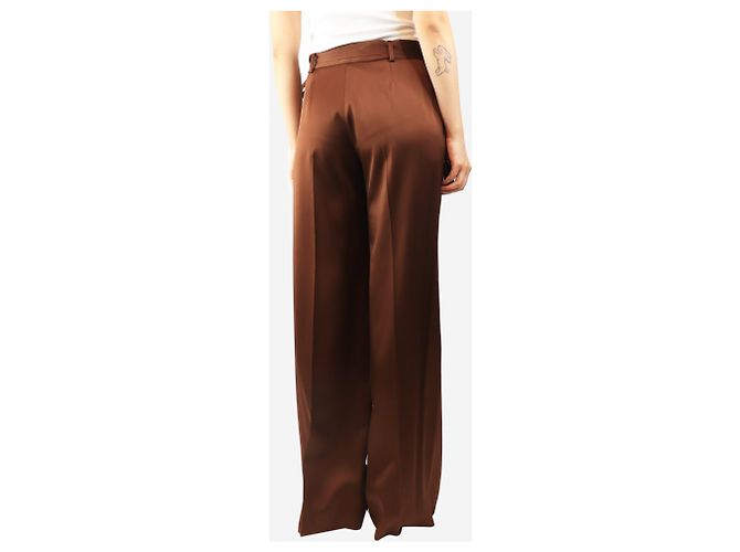 Ermanno Scervino Pantalones wrap de satén marrón - size UK 10 Castaño - vista 3
