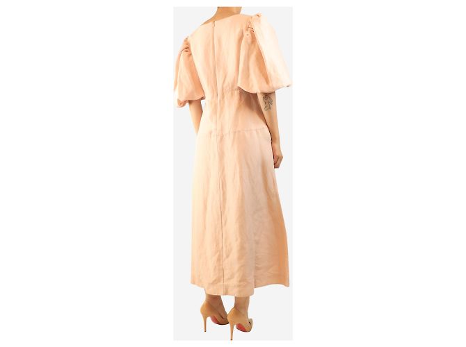 Maje Vestido midi rosa de mangas abullonadas - size UK 14 - vista 2