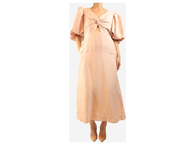 Maje Vestido midi rosa de mangas abullonadas - size UK 14 - vista 4